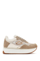 Alberto Guardiani Women's Beige Louise Chunky Sole Lace-Up Leather Sneakers | Derimod
