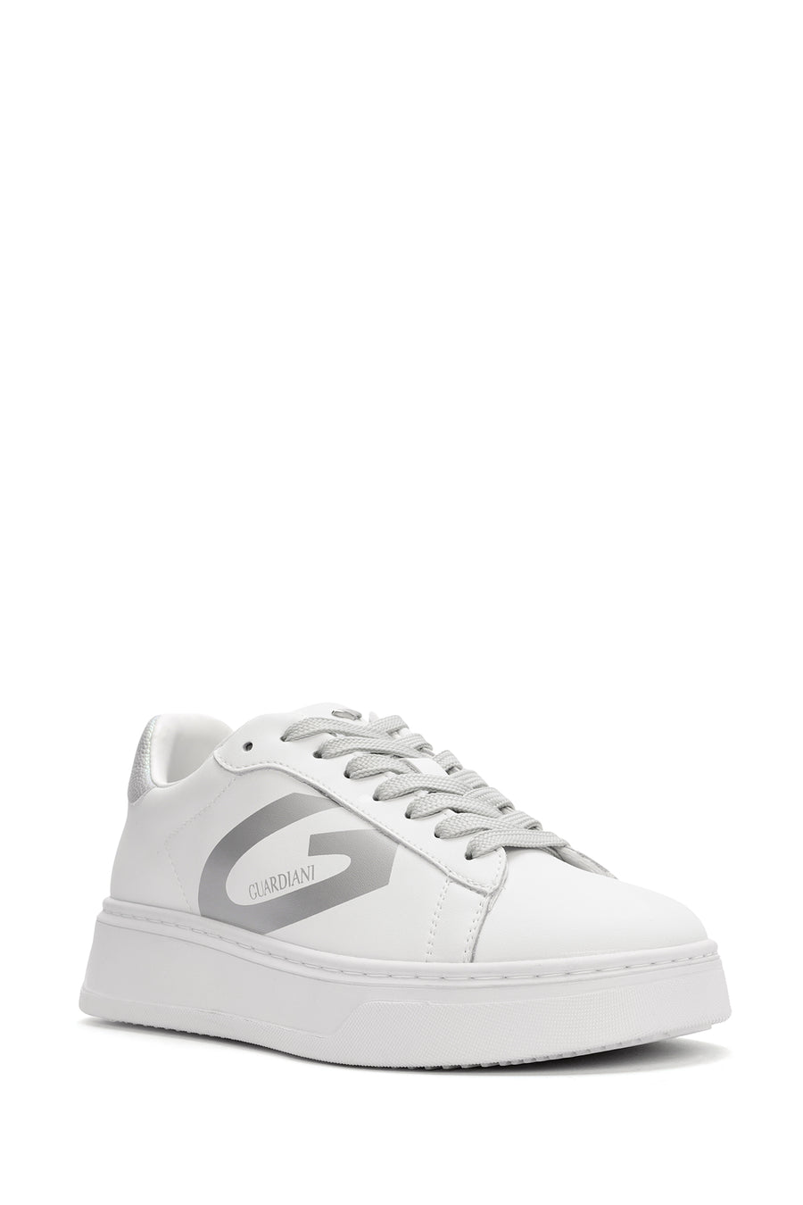 Alberto Guardiani Women's White New Era Lace-Up Leather Sneakers