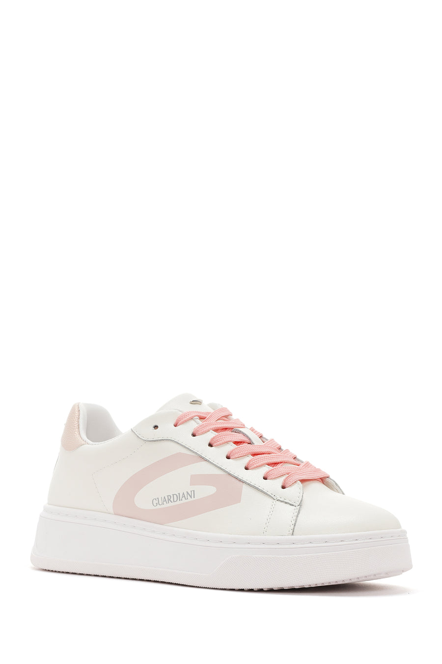 Alberto Guardiani Women's Beige New Era Lace-Up Leather Sneakers