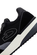 Alberto Guardiani Men's Black Gray Winner Thick Soled Leather Sneaker | Derimod