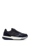 Alberto Guardiani Men's Navy Blue Gray Winner Thick Soled Leather Sneaker | Derimod