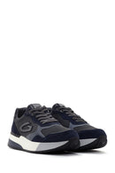 Alberto Guardiani Men's Navy Blue Gray Winner Thick Soled Leather Sneaker | Derimod