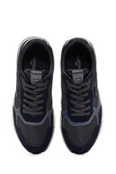 Alberto Guardiani Men's Navy Blue Gray Winner Thick Soled Leather Sneaker | Derimod