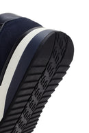 Alberto Guardiani Men's Navy Blue Gray Winner Thick Soled Leather Sneaker | Derimod