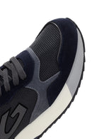 Alberto Guardiani Men's Navy Blue Gray Winner Thick Soled Leather Sneaker | Derimod