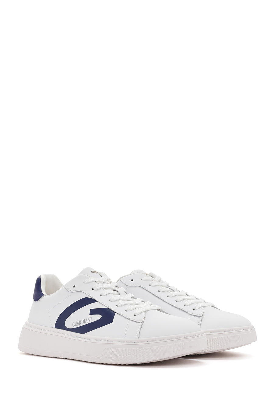 Alberto Guardiani Men's White New Era Lace-Up Leather Sneakers