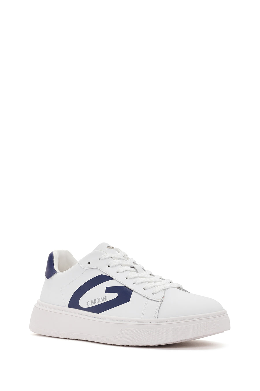 Alberto Guardiani Men's White New Era Lace-Up Leather Sneakers
