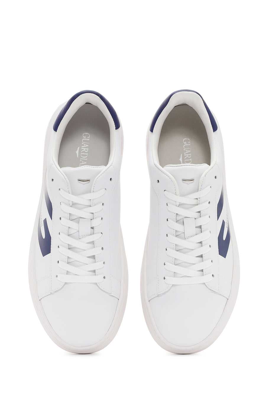 Alberto Guardiani Men's White New Era Lace-Up Leather Sneakers
