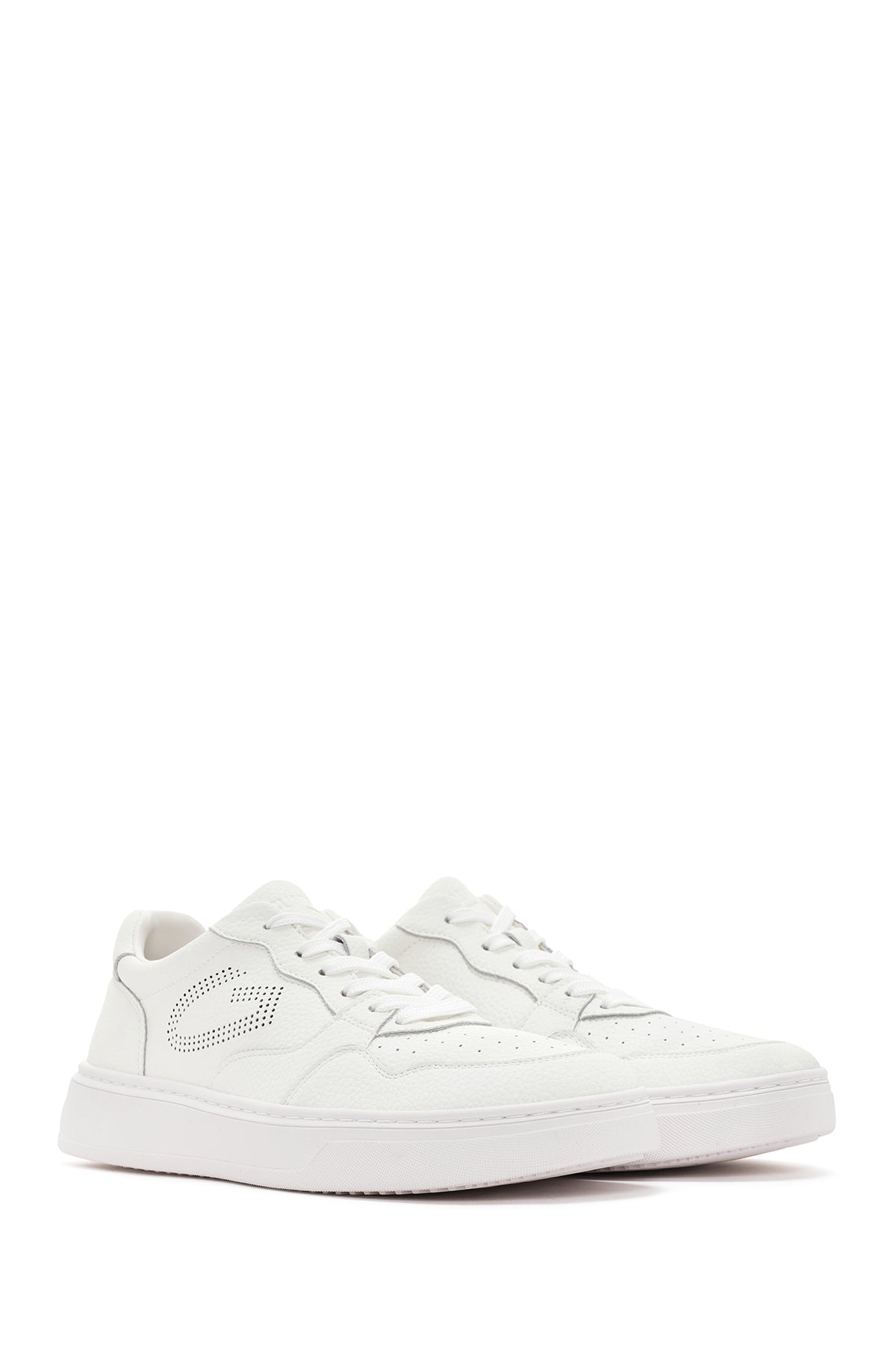 Alberto Guardiani Erkek Beyaz New Era Bağcıklı Deri Sneaker