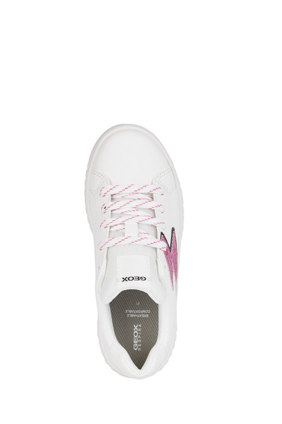 
Geox Girls White Mikiroshi Strap Leather Sneaker
