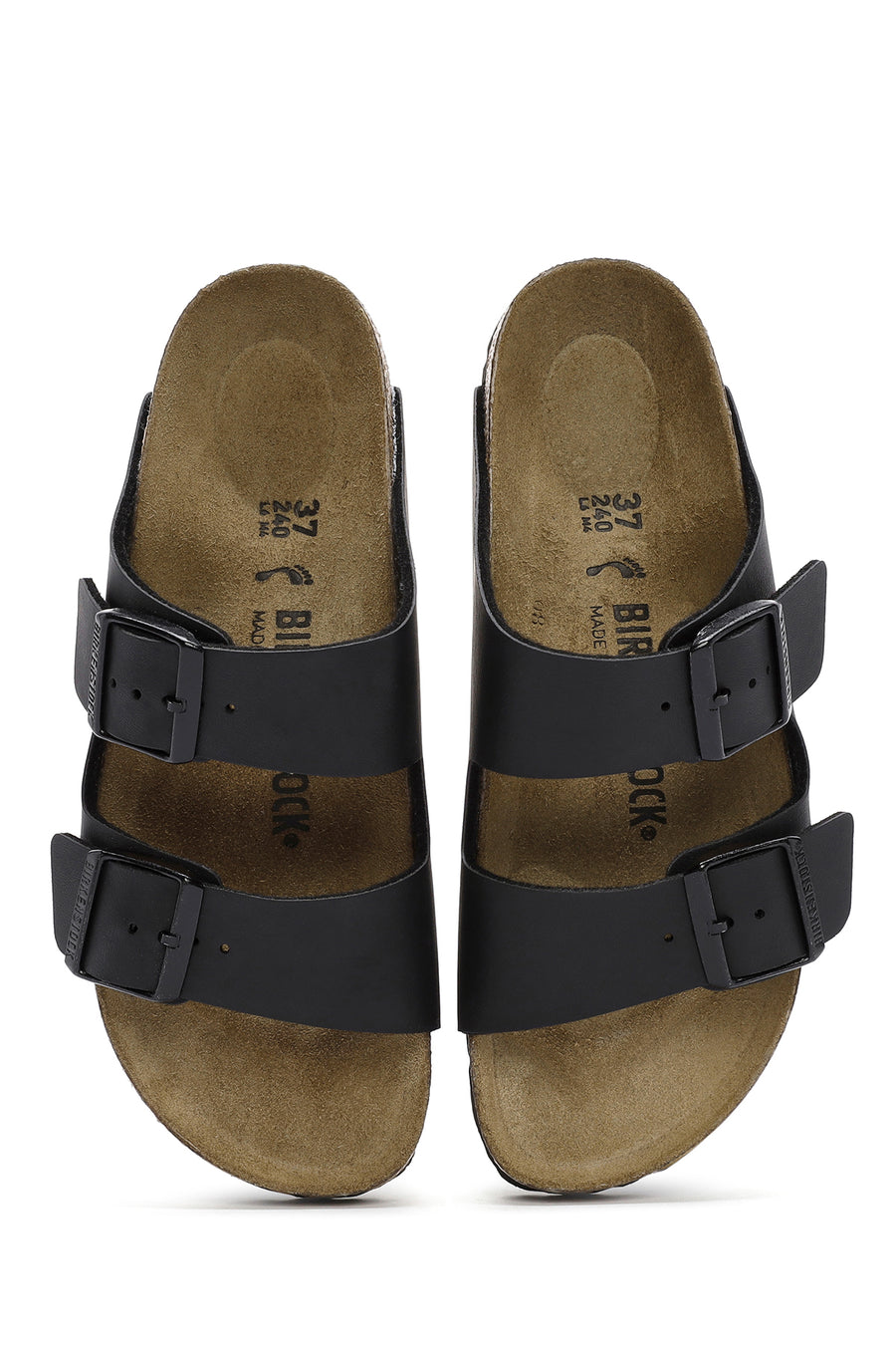 Birkenstock Women's Black Double Buckle Arizona Bf Flat Slippers