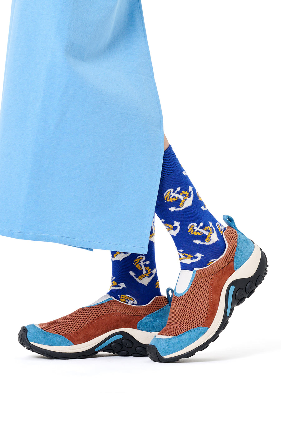 Happy Socks Woman Blue Anchor-Patterned Cotton Socks