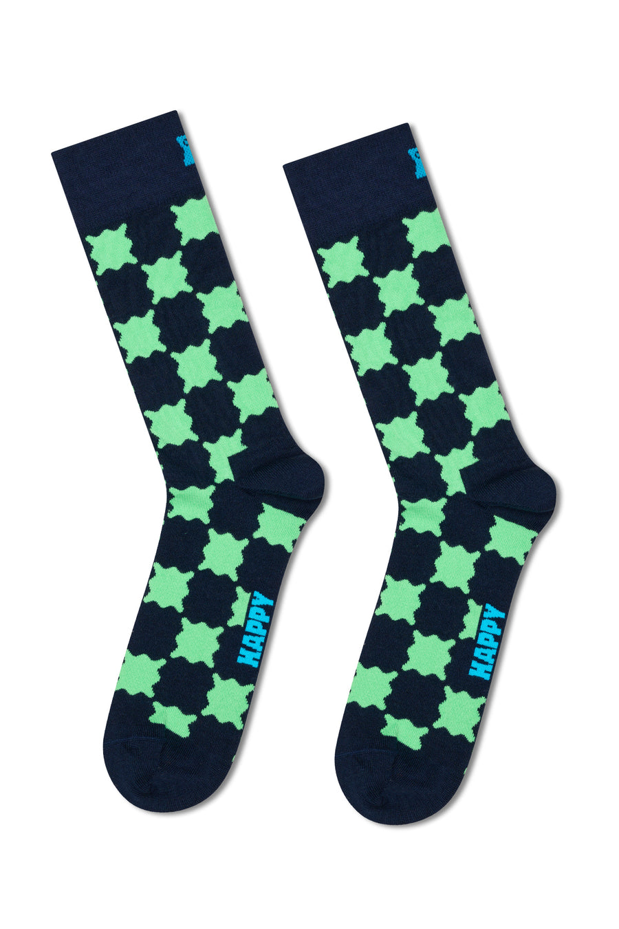 Happy Socks Woman Navy Blue Square Patterned Cotton Socks P002616 | Derimod