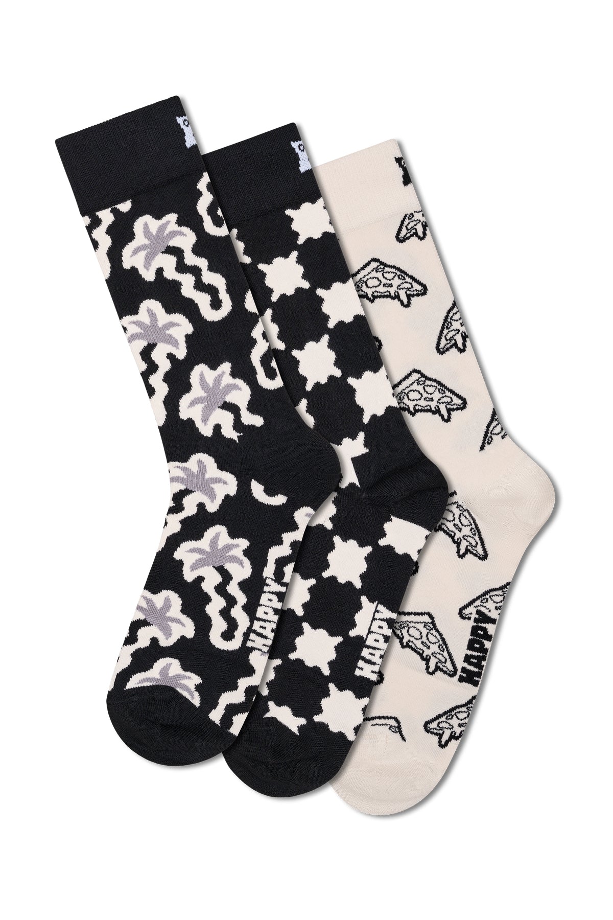 Happy Socks Erkek Siyah Desenli 3’lü Pamuklu Çorap Seti P002654 | Derimod