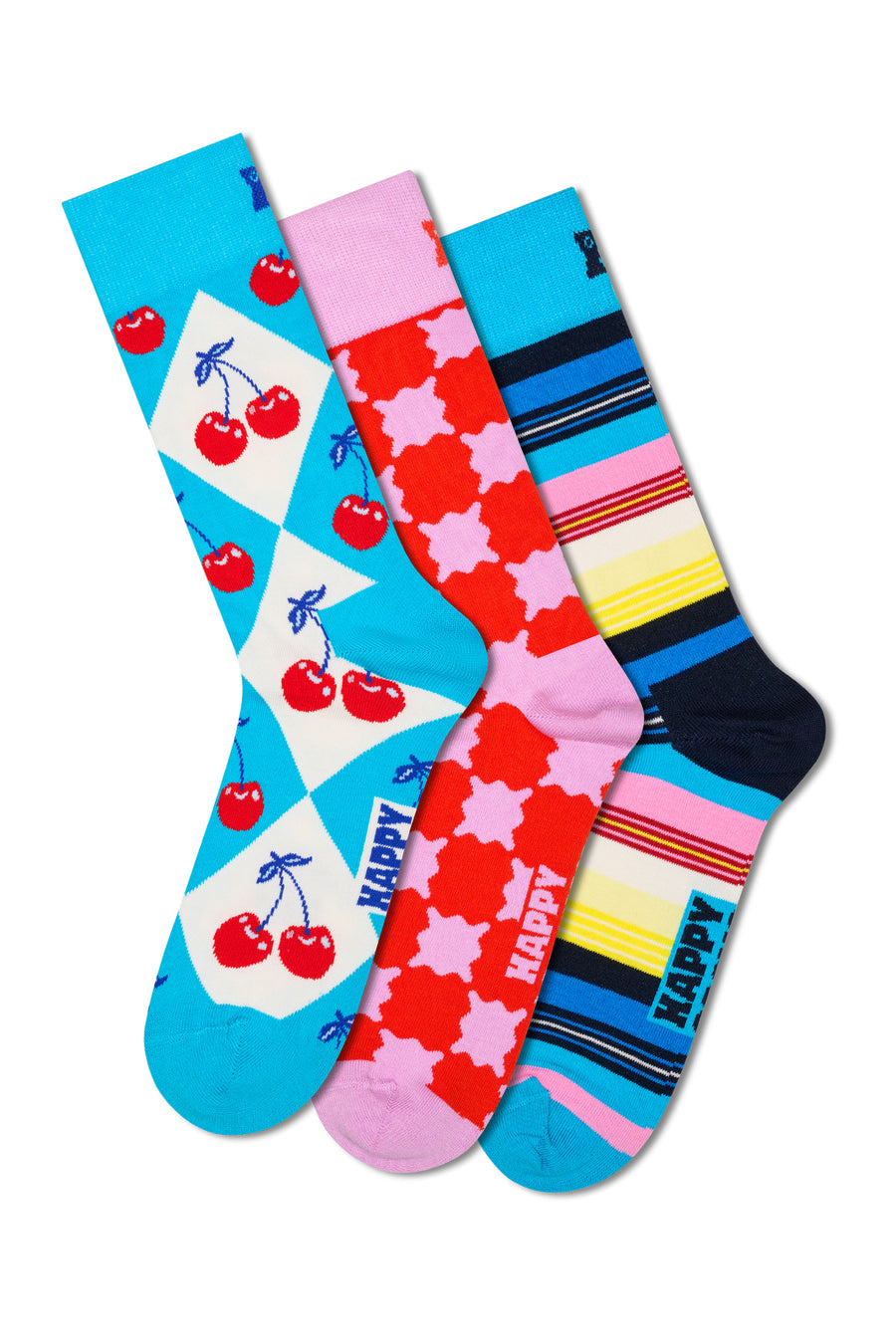 Happy Socks Woman Multicolored Patterned Cotton 3-Pack Sock Set