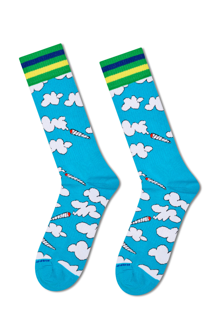 Happy Socks Male Blue Cloud Patterned Cotton Socks P002753 | Derimod