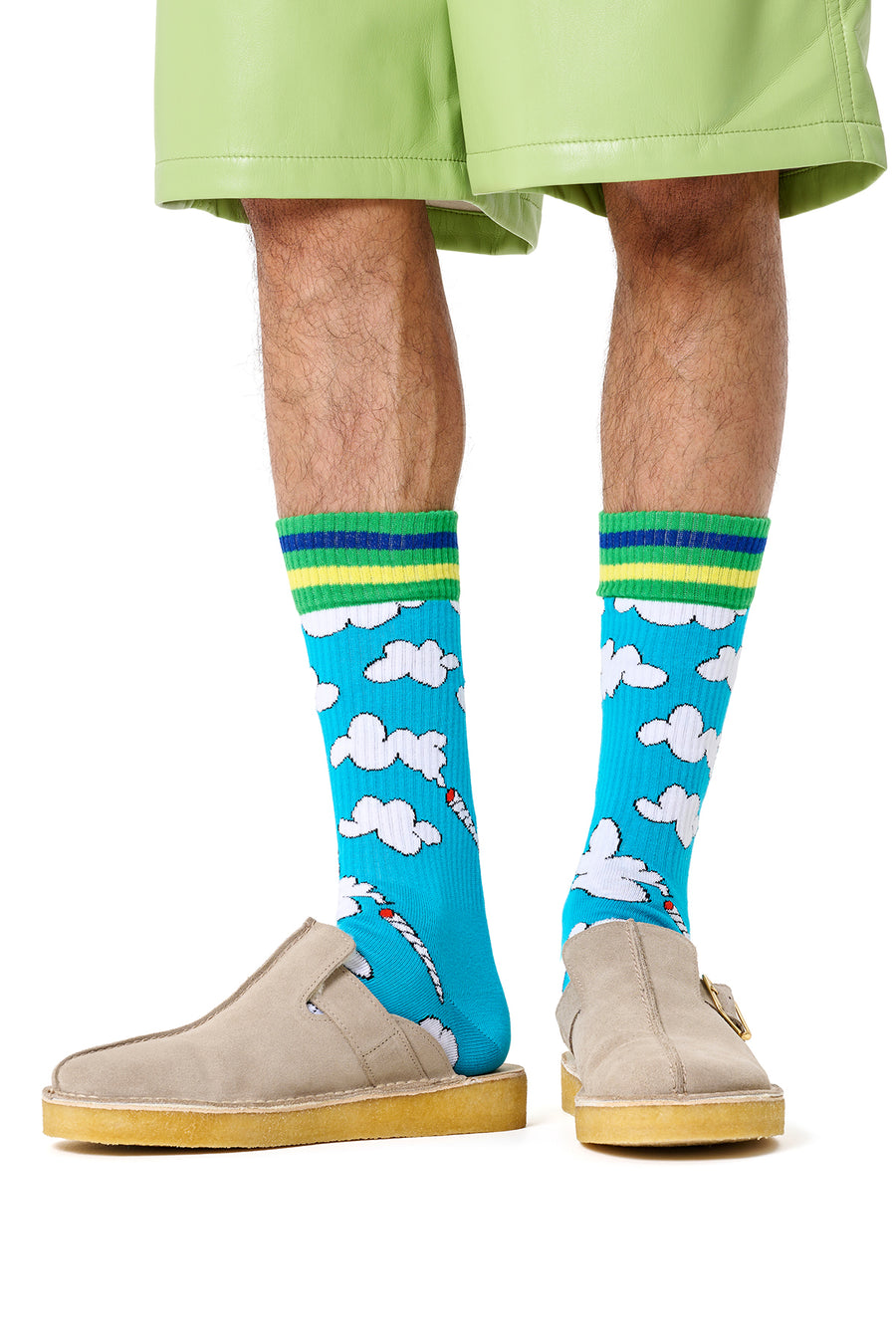 Happy Socks Male Blue Cloud Patterned Cotton Socks