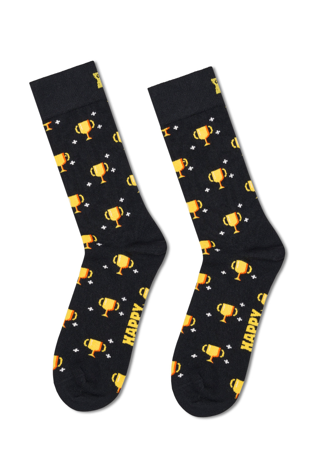 Happy Socks Erkek Siyah Kupa Desenli Pamuklu Çorap