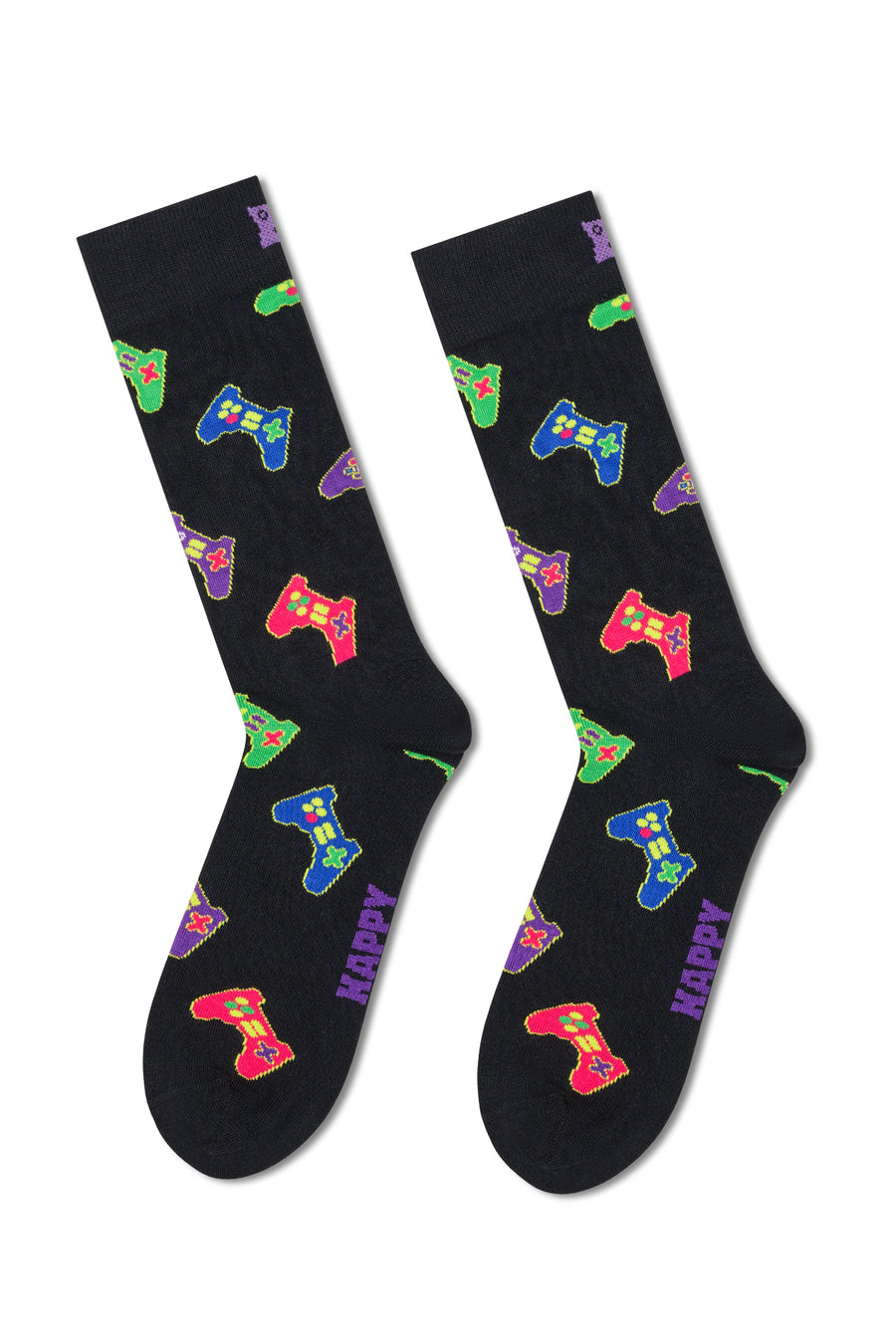 Happy Socks Male Black Gamer-Themed Cotton 4-Pack Socks Set
