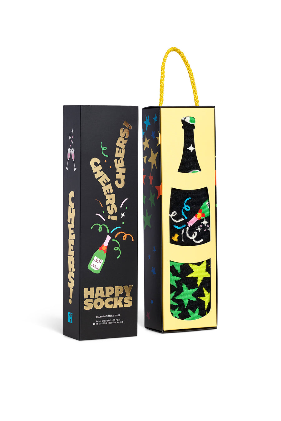 Happy Socks Male Black Celebration Patterned 3-Pack Cotton Sock Set