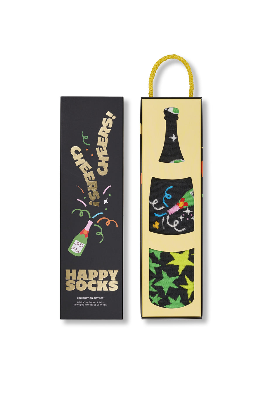 Happy Socks Male Black Celebration Patterned 3-Pack Cotton Sock Set