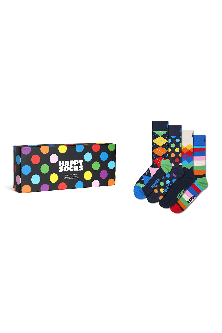 Happy Socks Male Multicolored Patterned Cotton 4-Pack Sock Set P003445 | Derimod