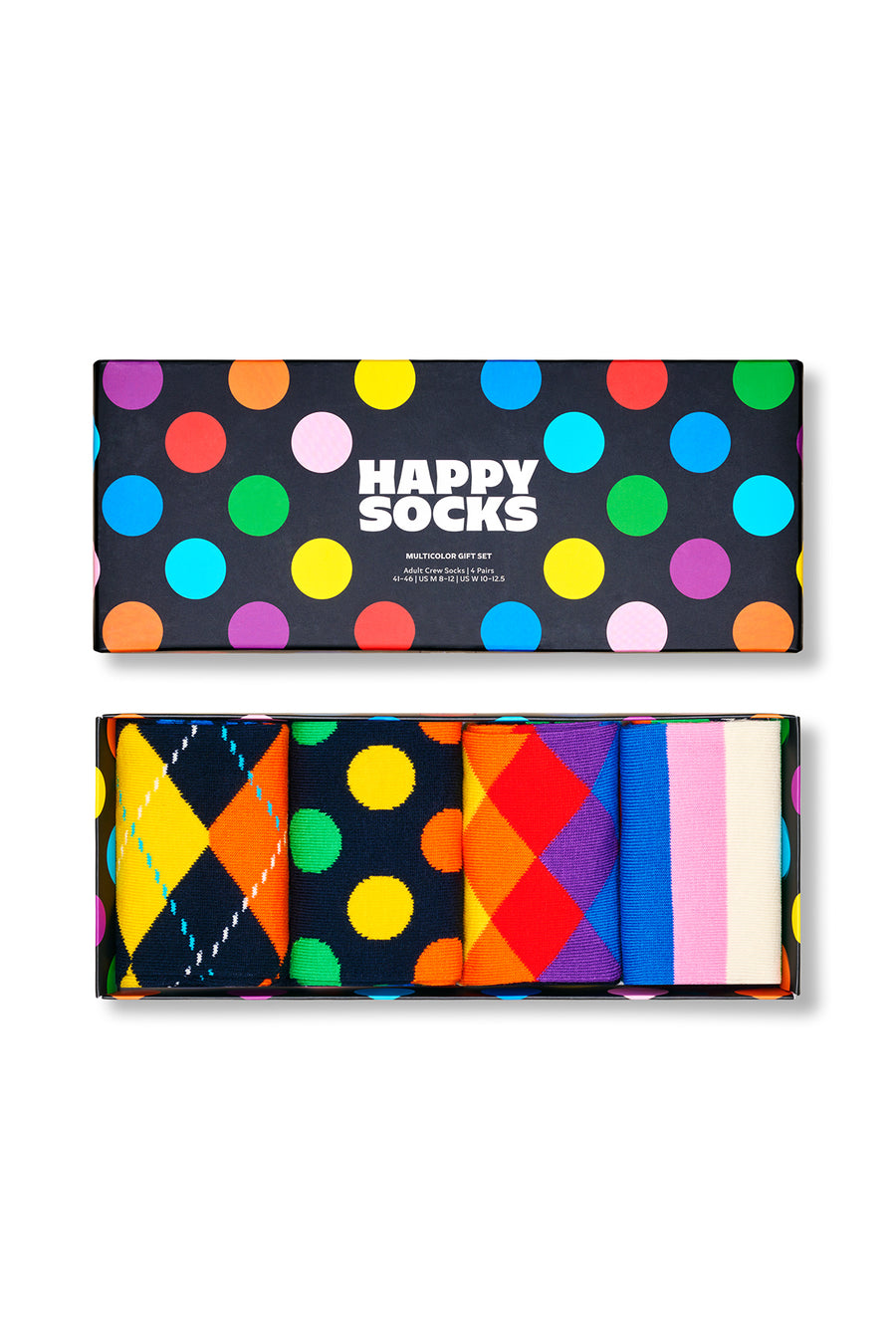 Happy Socks Male Multicolored Patterned Cotton 4-Pack Sock Set