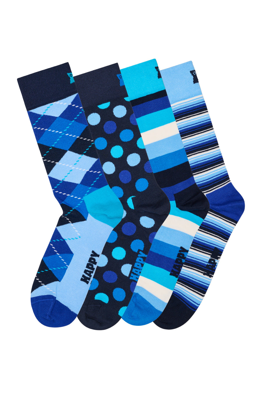 Happy Socks Male Navy Blue Patterned Cotton 4-Pack Sock Set