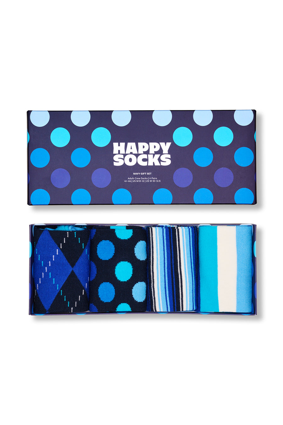 Happy Socks Male Navy Blue Patterned Cotton 4-Pack Sock Set