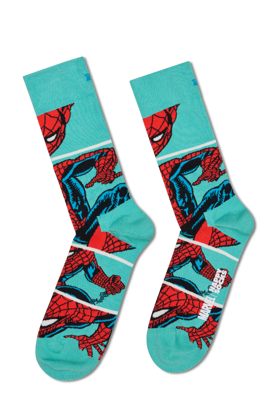 Happy Socks Male Blue Spider-Man Patterned Cotton Socks P003610 | Derimod