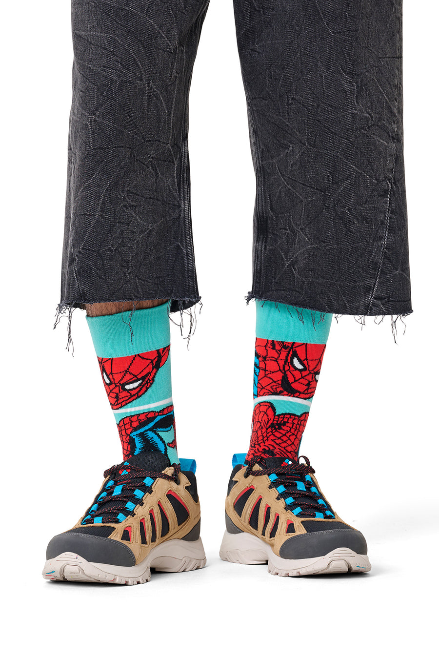 Happy Socks Male Blue Spider-Man Patterned Cotton Socks
