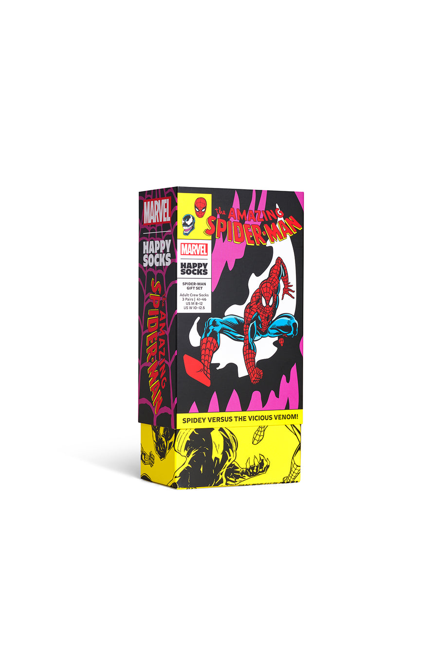 Happy Socks Male Multicolored Spider-Man Patterned Cotton 3-Pack Socks Set