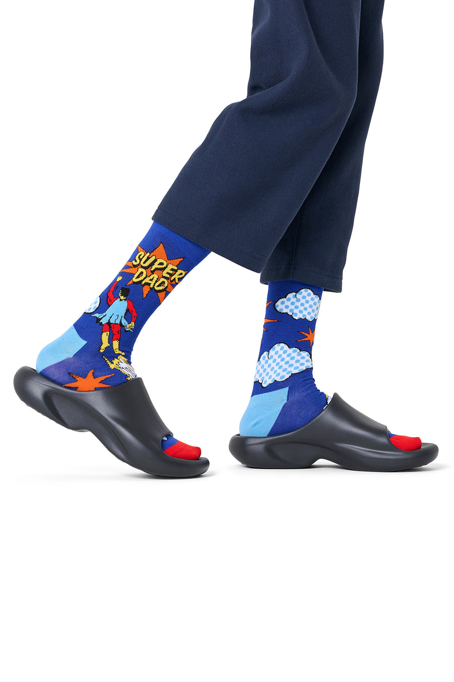 Happy Socks Male Blue Dad-Themed Cotton Socks
