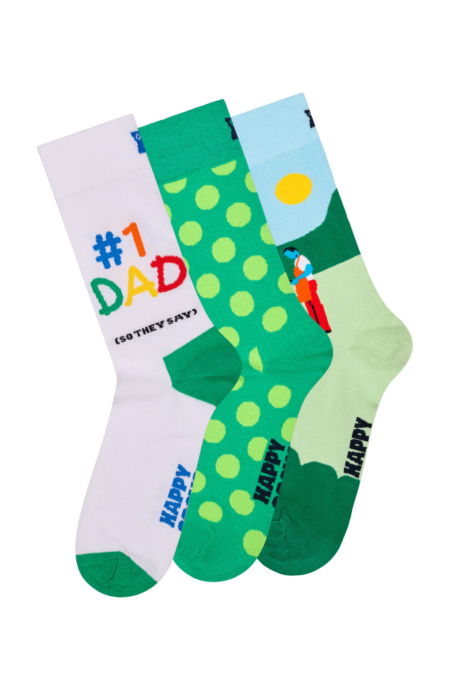 Happy Socks Male Multicolored Patterned Cotton 3-Pack Sock Set