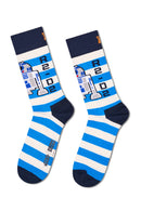 Happy Socks Erkek Mavi Star Wars R2-D2 Desenli Pamuklu Çorap | Derimod