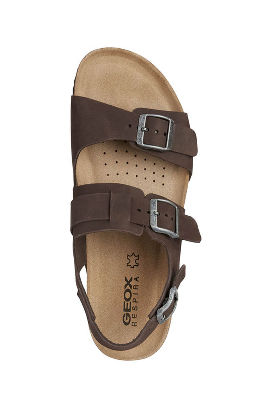 Geox Men's Brown Ghita Nubuck Leather Sandals