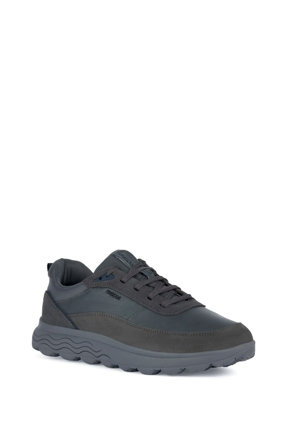 Geox Men's Grey Spherica Suede Leather Detailed Lace-Up Sneaker