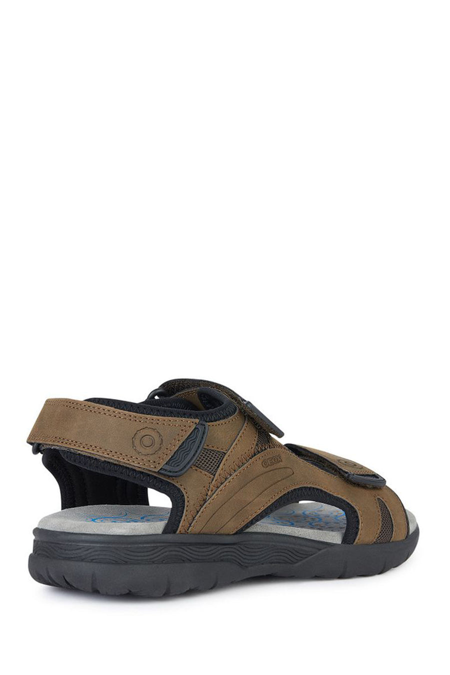 Geox Men's Brown Spherica Ec5 Ankle Strap Suede Leather Sandals