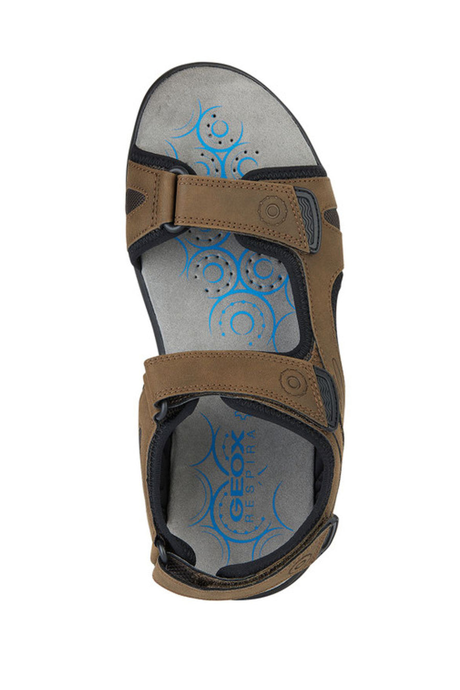 Geox Men's Brown Spherica Ec5 Ankle Strap Suede Leather Sandals