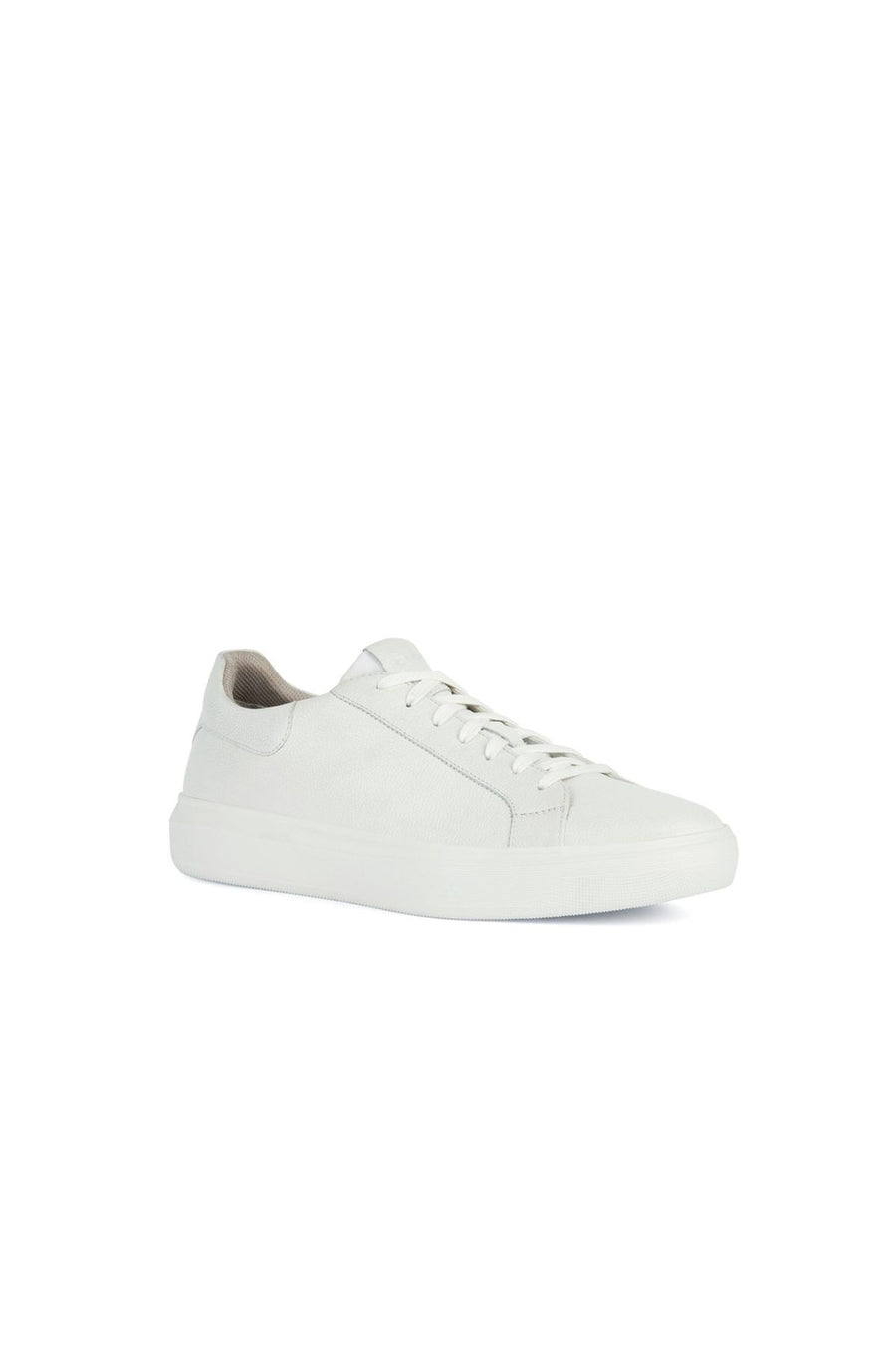 Geox Men's White Deiven Lace-Up Leather Casual Sneaker