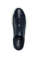 Geox Erkek Lacivert Deiven Bağcıklı Deri Casual Sneaker | Derimod
