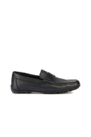 Geox Men's Black Kosmopolis + Grip Leather Masculine Loafer | Derimod