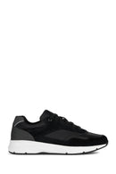 Geox Men's Black Radente B Lace-Up Thick Soled Leather Sneaker | Derimod