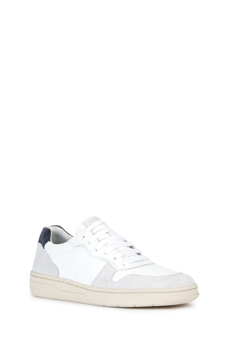 Geox Men's White Lace-Up Leather Sneakers