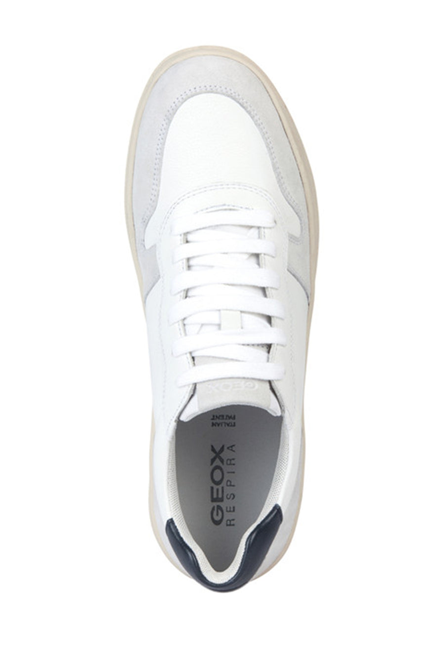 Geox Men's White Lace-Up Leather Sneakers