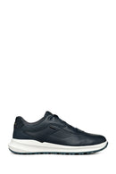 Geox Men's Navy Blue Lace-Up Leather Sneakers | Derimod
