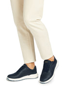 Geox Men's Navy Blue Lace-Up Leather Sneakers | Derimod