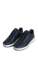 Geox Men's Navy Blue Lace-Up Leather Sneakers | Derimod