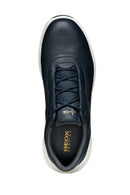Geox Men's Navy Blue Lace-Up Leather Sneakers | Derimod