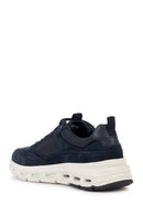 Geox Men's Navy Blue Hoverstream Lace-Up Leather Sneaker | Derimod